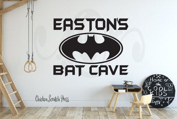 Personalized Bat Cave Vinyl Decal Wall Art Bedroom Playroom Little Man Cave Super Hero Boy Bedroom Decor Wall Decal