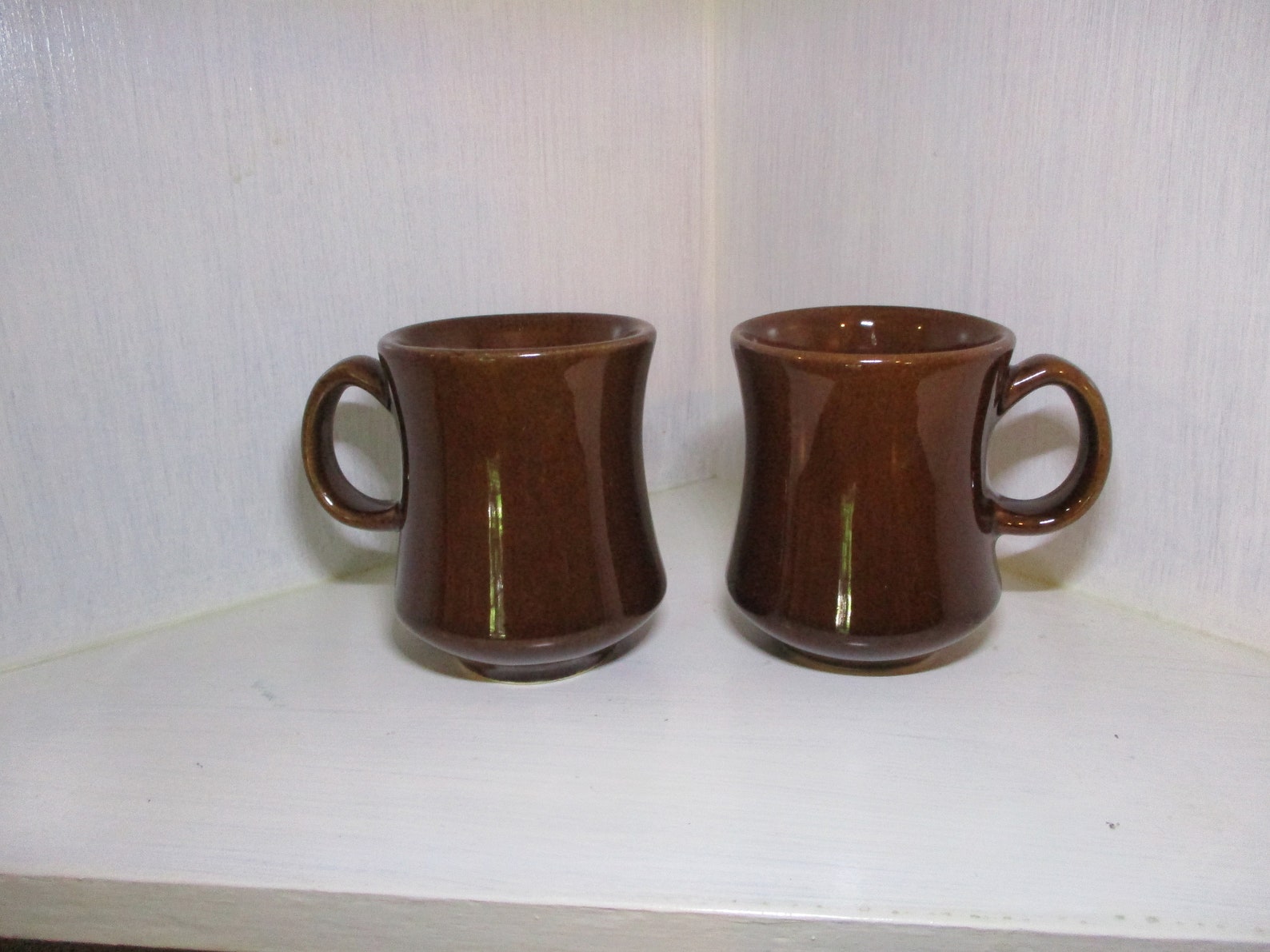 Retro Coffee Mugs Brown Stoneware 70s Restaurant Diner Made in Etsy