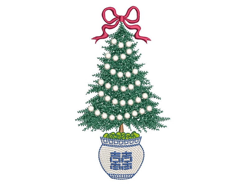 Chinoiserie Holiday Tree 8X8 Embroidery Design Chinoiserie - Etsy