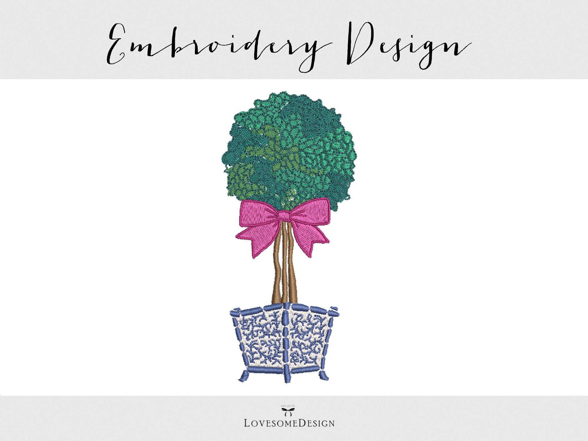 Chinoiserie Topiary 5X7 Embroidery Design, Chinoiserie Chic Topiary ...