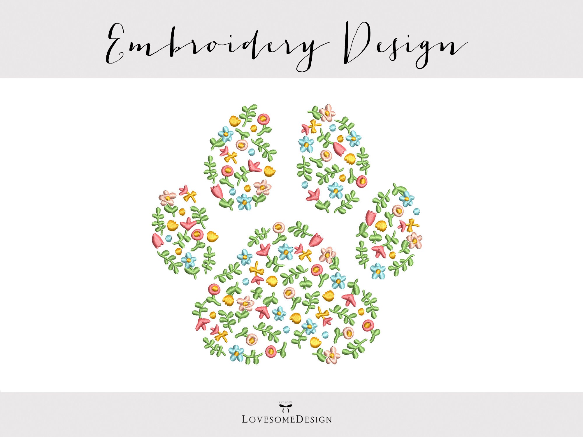 Floral fill paw 4x4 embroidery design modern floral fill paw Floral fill paw 4x4 embroidery design modern floral fill paw