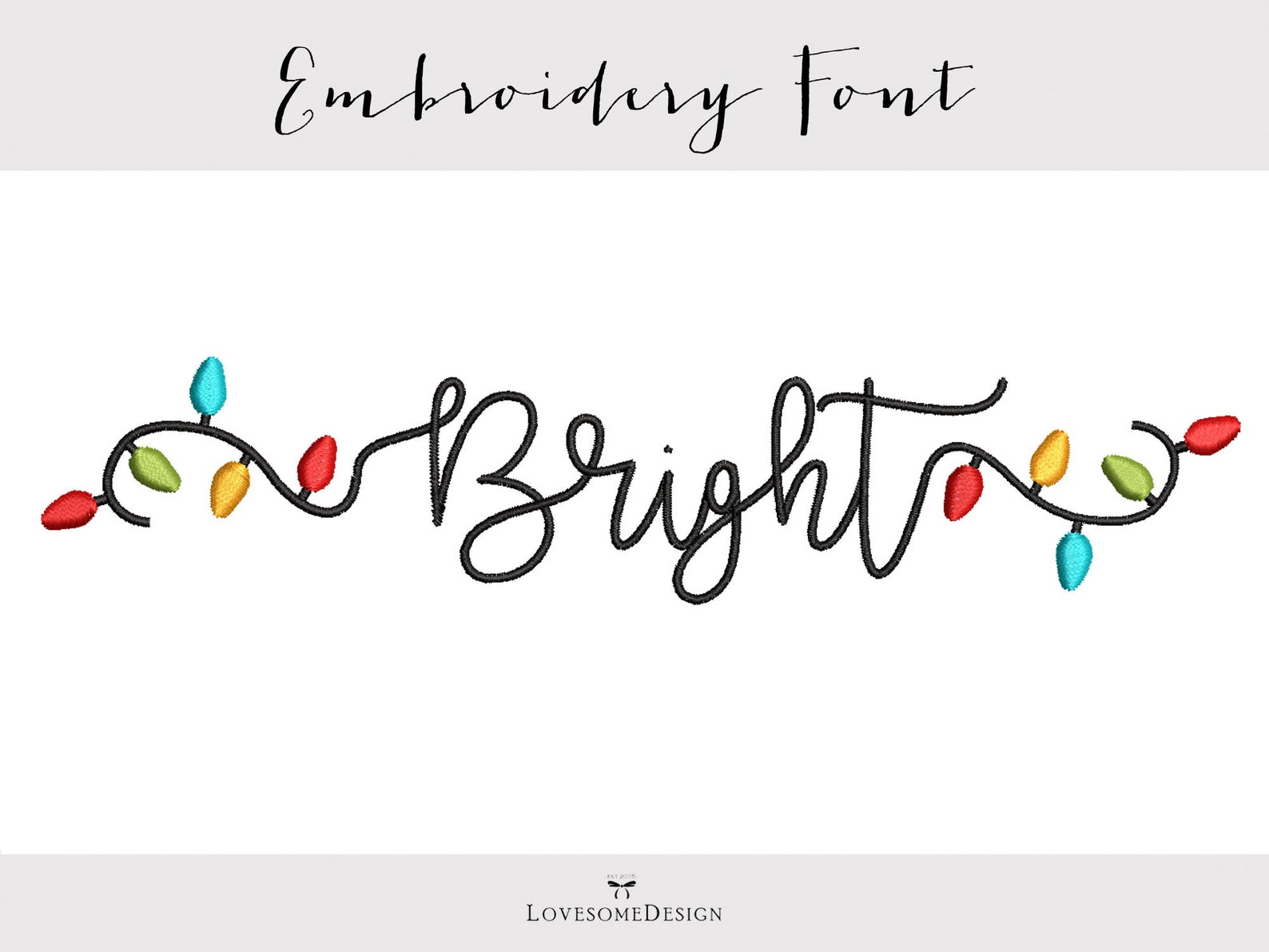 Bright 1.5inch Embroidery Font Christmas Lights Script Etsy