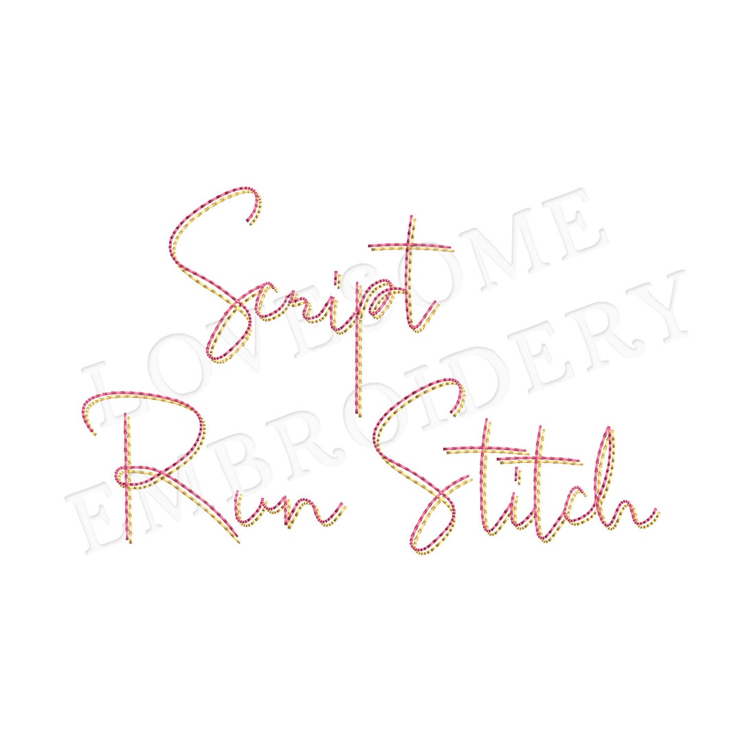 Script Bean Stitch Font A-Z 3inch Two Colors Font Cursive Run Stich