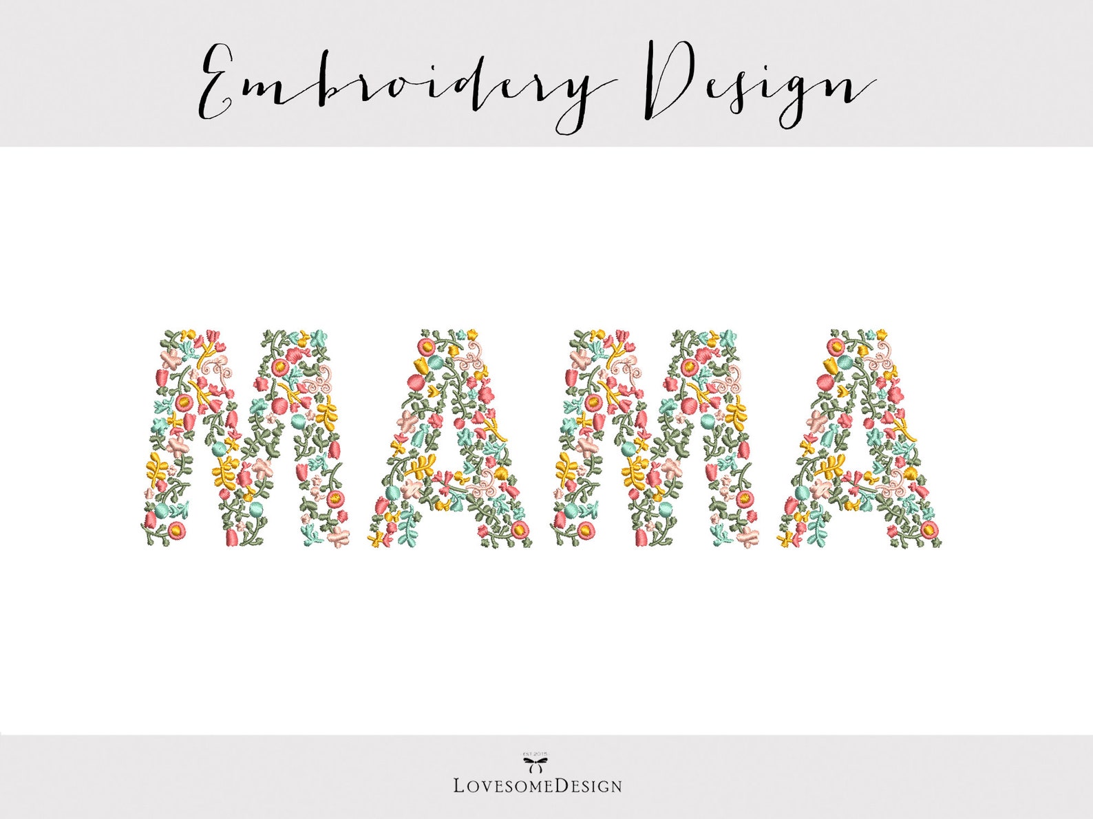 Floral Mama 10inch Embroidery Design Modern Floral Fill | Etsy