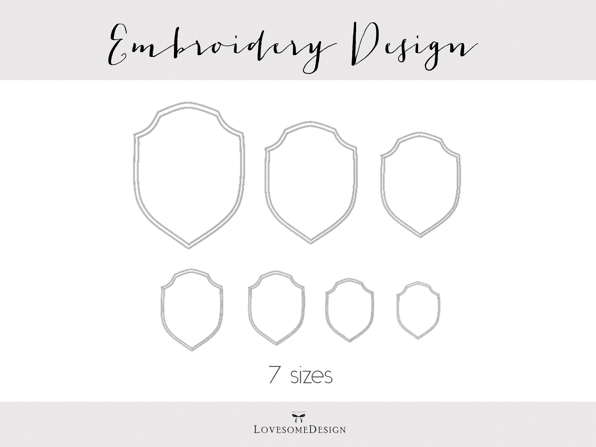 Crest Embroidery Design Seven Sizes, Modern Decorative Embroidery Design, Crest Satin Stitch