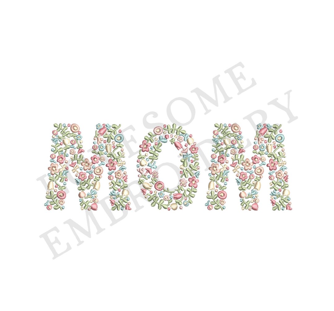 Floral Mom 5x7 Embroidery Design Modern Floral Fill Etsy