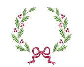 Holly Berry Frame 4X4 Embroidery Design, Modern Christmas Embroidery Design, Christmas Wreath Embroidery, Mistletoe Xmas Wreath Embroidery