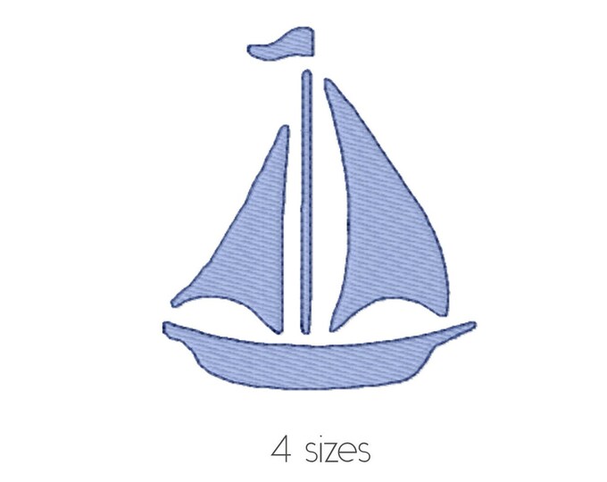 Sail Boat Embroidery Design Four Sizes, Decorative Sailboat Mini