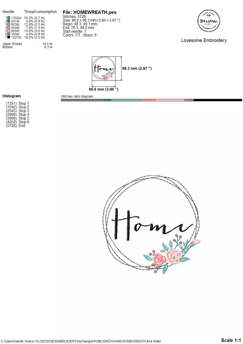 Home Floral Wreath 4X4 Embroidery Design Floral Embroidery Etsy