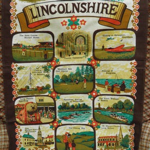 Vintage 1970's Souvenir Lincolnshire Tea Towel