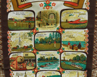 Vintage 1970's Souvenir Lincolnshire Tea Towel