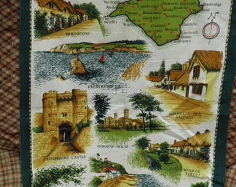 Vintage Souvenir Isle of Wight Tea Towel