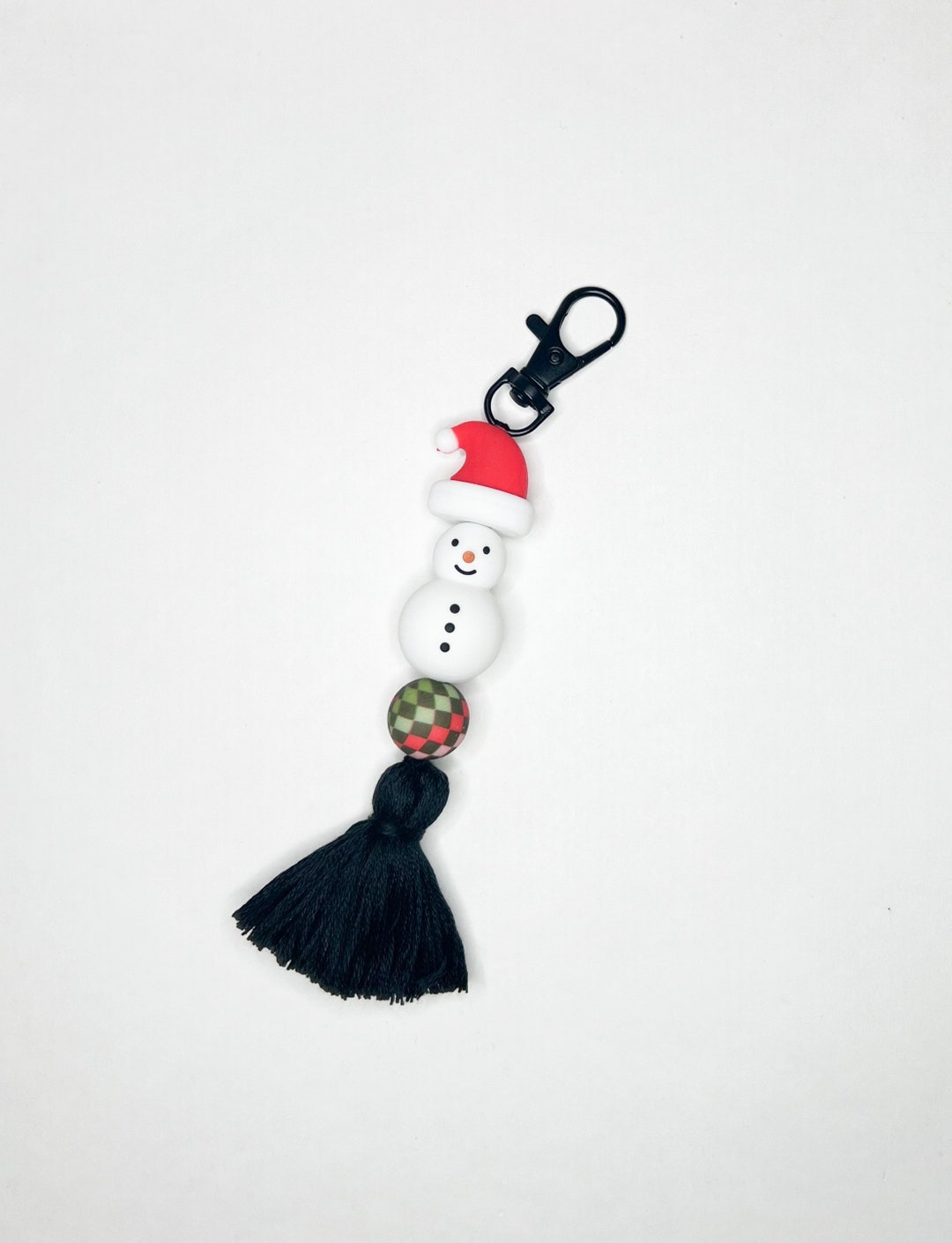 Snowman Santa | Santa Hat | Tassel Keychain | Ornament - Etsy