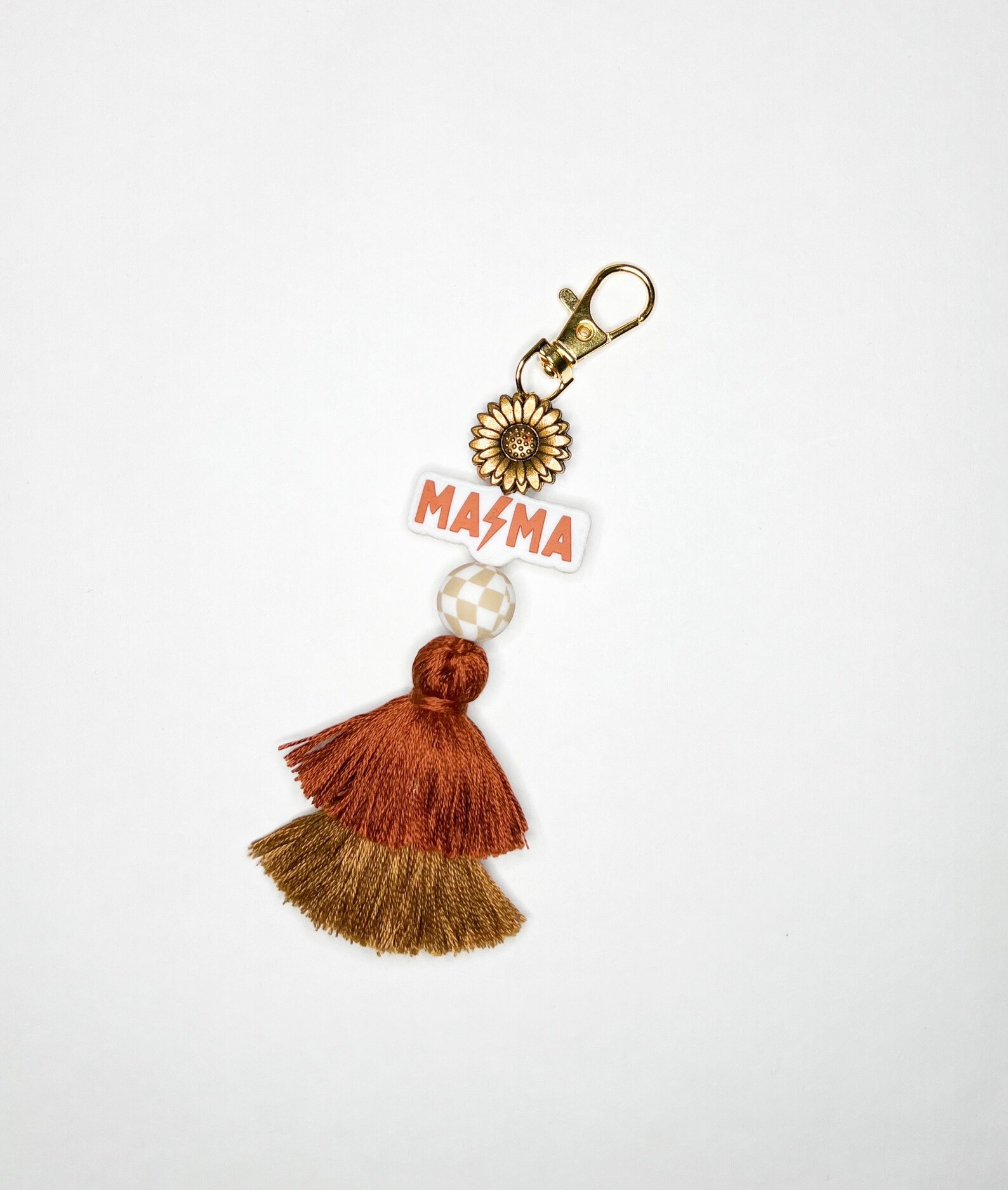 Gold Flower Mama Tassel Keychain Etsy