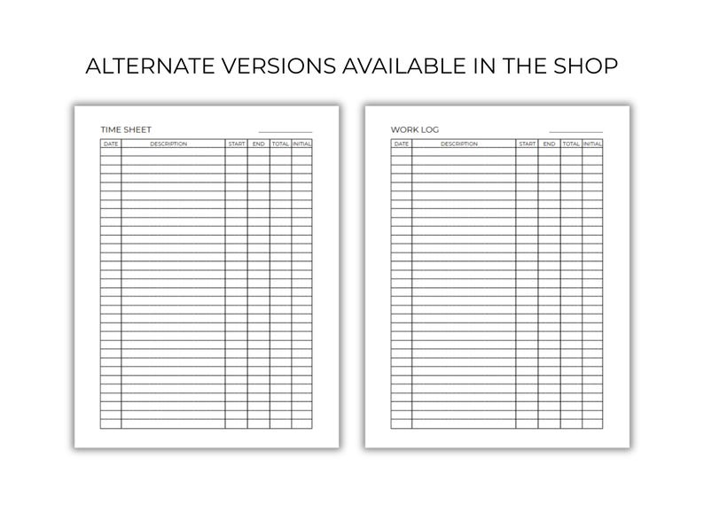 Employee Work Hours Log, Printable PDF, Daily Time Sheet Log ...