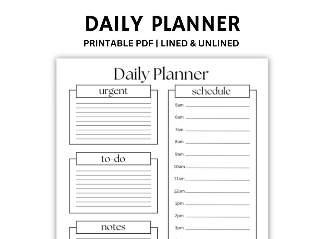 Printable Daily Planner Template PDF| Simple Minimalist Schedule | to ...