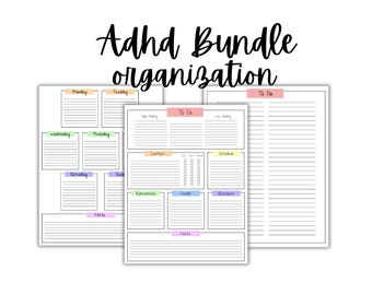 Printable ADHD Brain Dump Sheet Bundle | Adult ADHD Planner | Daily To Do List Template | Productivity Planner | Thought Organizer