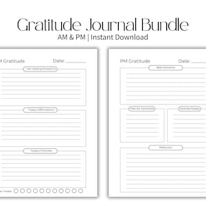 Digital Gratitude Journal 5-Minute Morning Night Mindfulness Wellness Manifestation Planner Daily Printable IPad Template Thankfulness Log