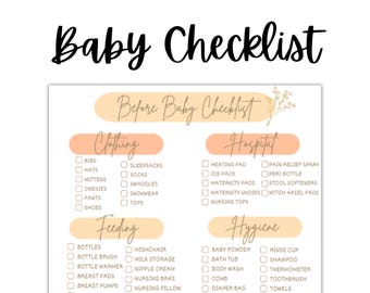 Liste de contrôle des indispensables pour bébé à imprimer, liste de contrôle pour nouveau-né, indispensables de la liste de naissance, liste de grossesse pour une maman, chambre de bébé et douche | Téléchargement instantané