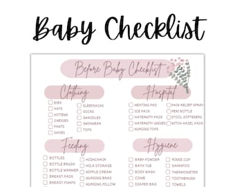 Liste de contrôle des indispensables pour bébé à imprimer, liste de contrôle pour nouveau-né, indispensables de la liste de naissance, liste de grossesse pour une maman, chambre de bébé et douche | Téléchargement instantané