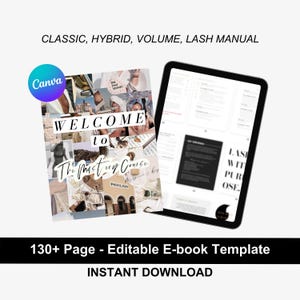 Classic and Volume Lash Extension Training Manual Template - Editable Lash Course Ebook Guide for Lash Educators, Lash Techs