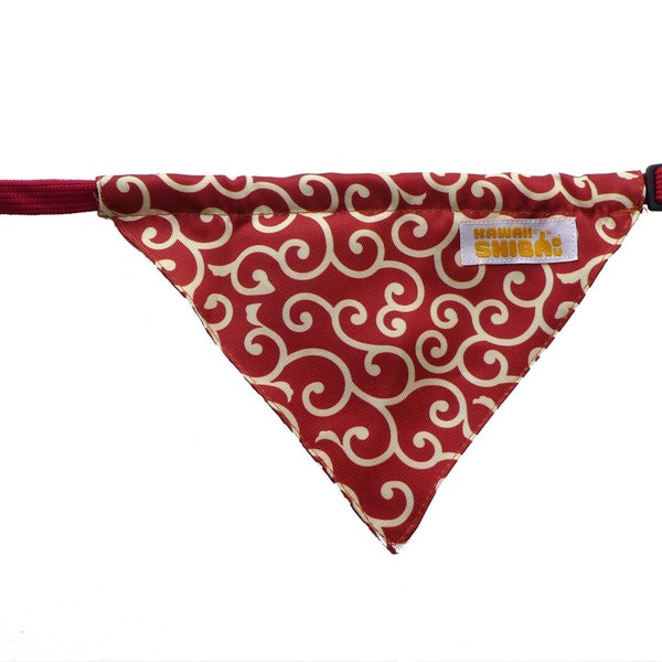 Kawaii Shiba Co. Karakusa Japanese Shiba Inu Dog Bandana With Adjustable Collar And Matching Color Bell