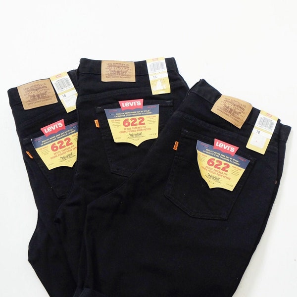 vintage Levi's 622 Black taille haute Cuff Off Jean Shorts /W33/Made in Canada/NWT