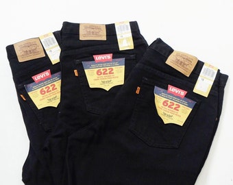 vintage Levi's 622 Black taille haute Cuff Off Jean Shorts /W33/Made in Canada/NWT