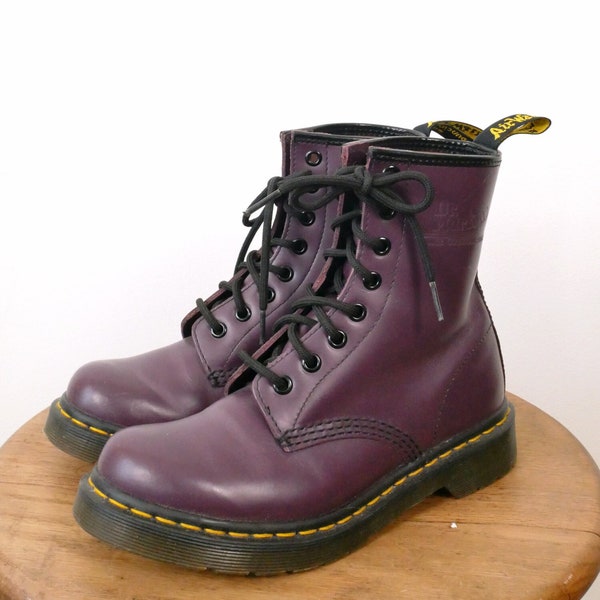 Dr.Martens 1460 8 eye Smooth Leather Lace up Boots/Siz UK 4/Purple