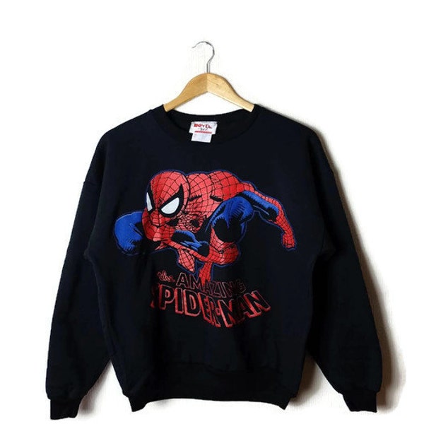 Vintage SPIDER-MAN Black Sweatshirt from 1994/ MARVEL/Deatstock