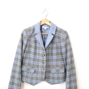 Pendleton Women's Baby Blue/Grey Plaid Wool Blazer/Jacket/Women's 4