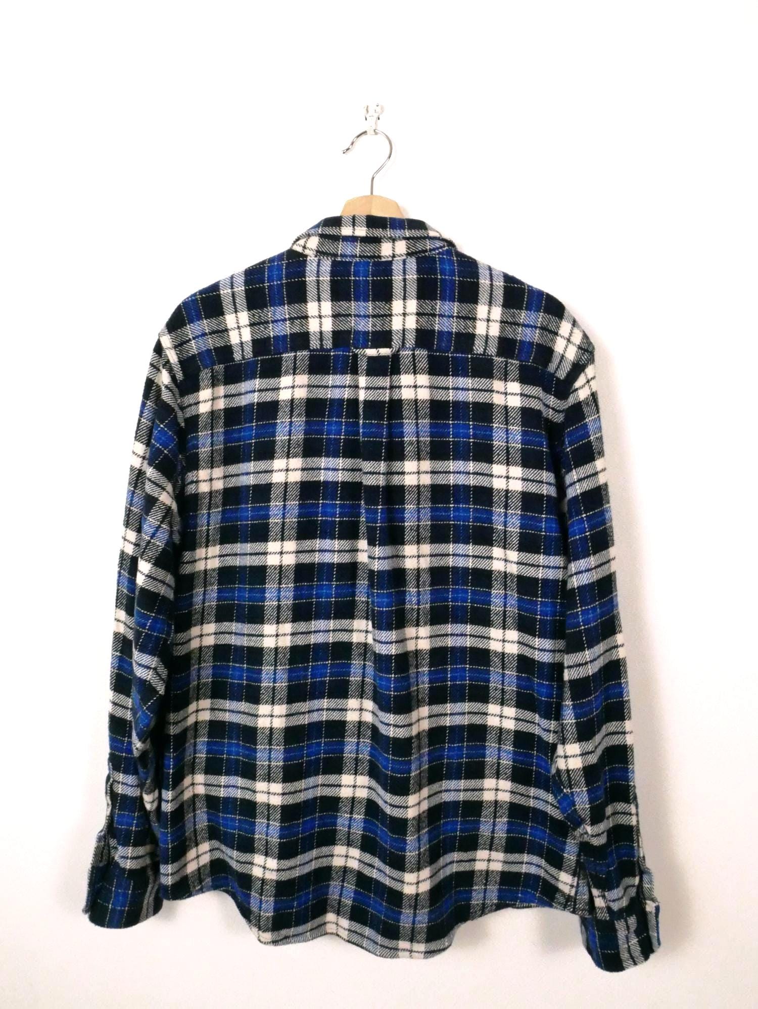 ORVIS Blue/black/white Plaid Double Weight Flannel Shirt ORVIS Blue/black/white Plaid Double Weight Flannel Shirt