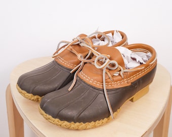 Vintage 90er Jahre L.L.Bean Braune Leder Bean Duck Schuhe