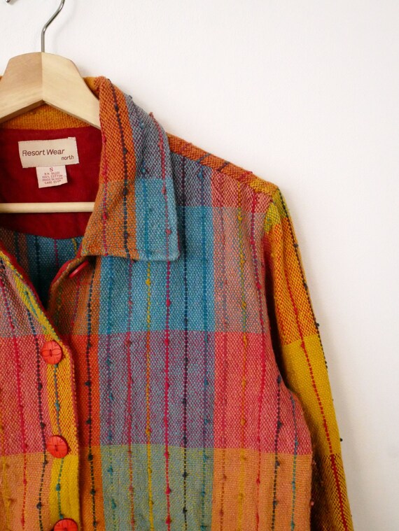 Women's Multicolor Checkered Button down Cotton J… - image 3