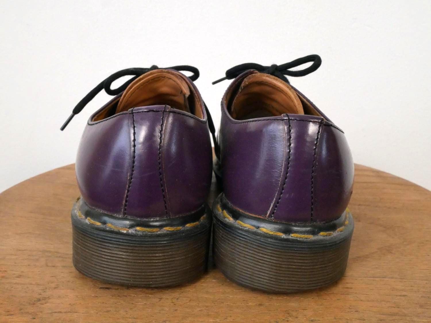 Purple Indigo Dr Martens 1461 Waxy Leather Low Top Oxford Sz M7/W9 Vintage UK Vintage 90s Dr Martens Purple Smooth Leather Oxford/made in  main image 3