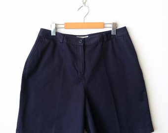 L.L.Bean Short en coton plissé bleu marine/Short pour femme/W31