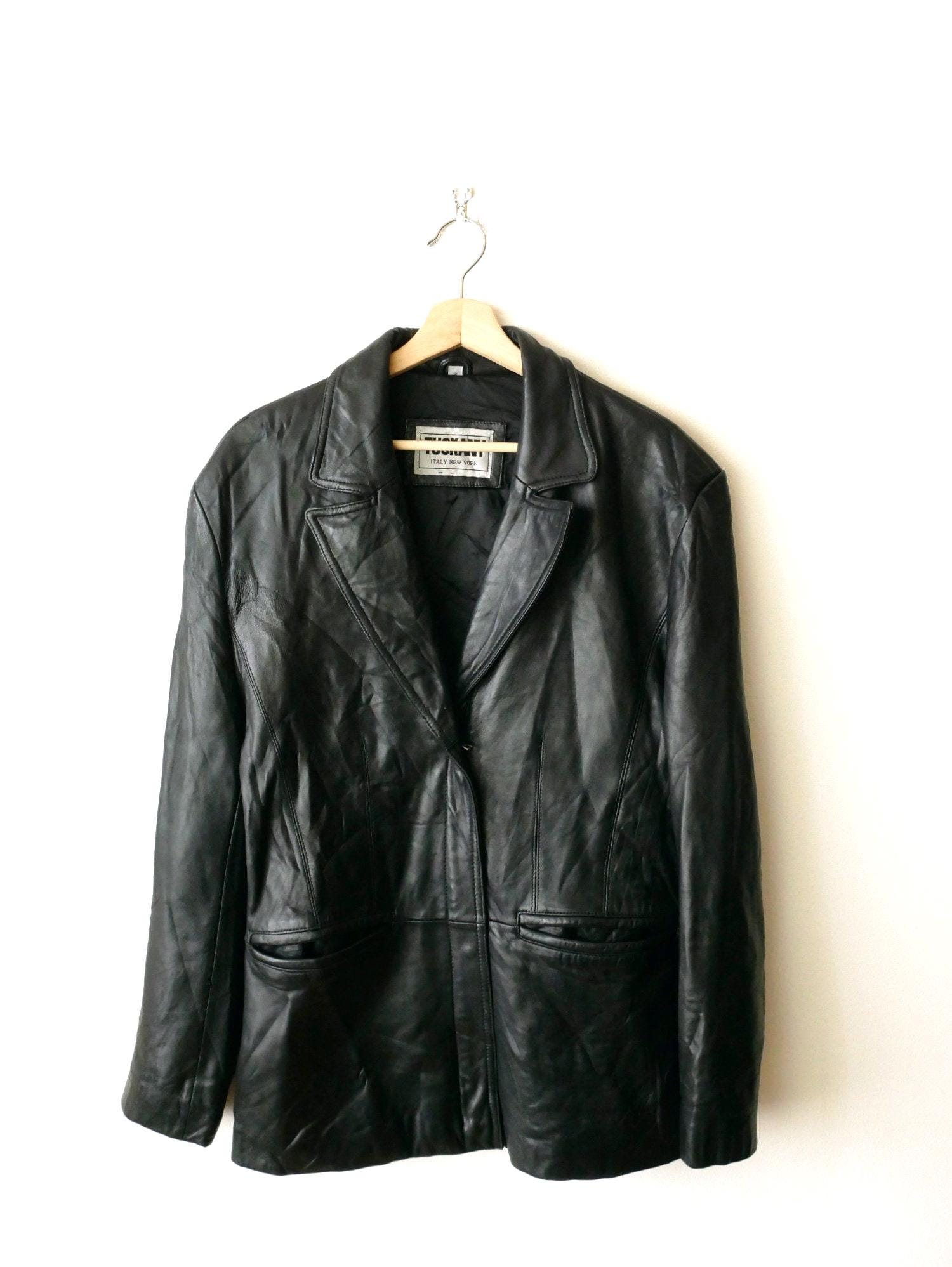 Vintage Black Lamb Leather Zip Jacket - Women's Minimalist S-M - Etsy