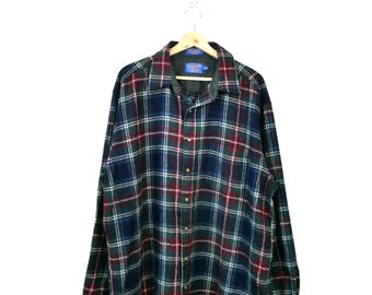 Vintage 90s Pendleton Men’s Plaid Wool Flannel Shirt Jacket