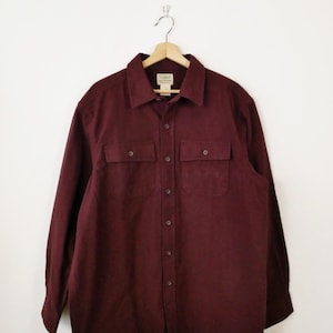 Unworn-L.L.Bean Men&#39;s Maroon Chamois Shirt