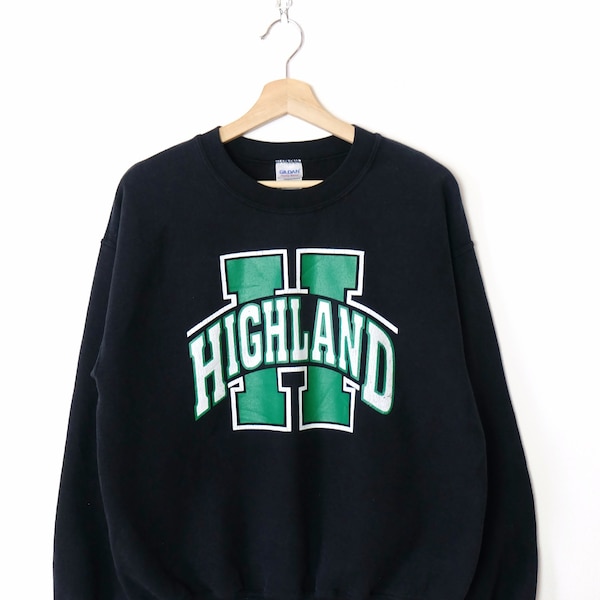vintage Highland Logo Noir Crewneck Sweatshirt/Unisexe