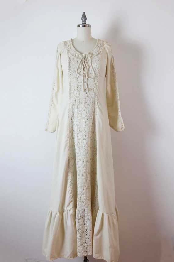 Vintage Gunne Sax Ecru/Ivory Cotton Lace Maxi Dres