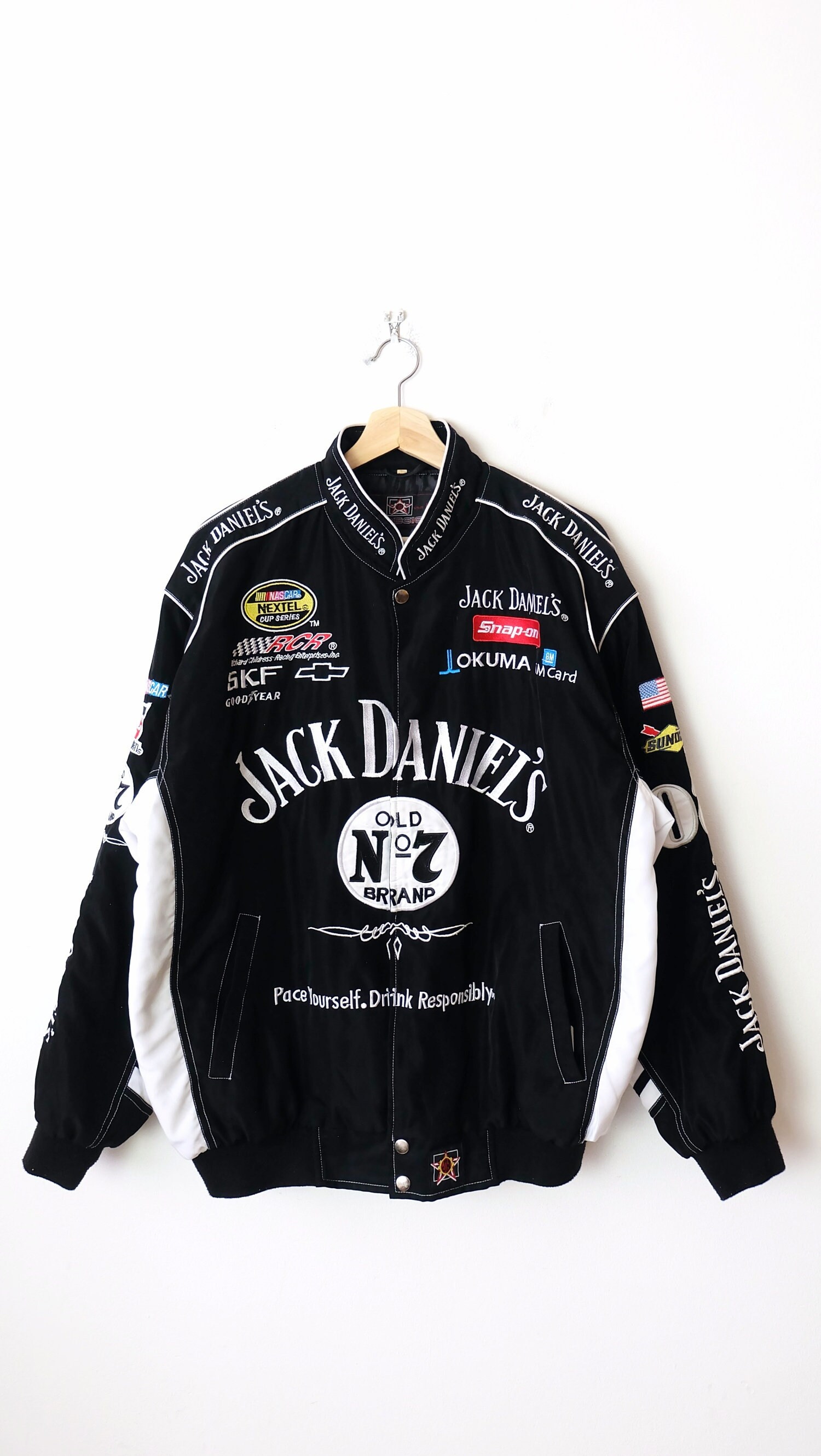 Vintage Nascar/jack Daniel's Racecar Jacket/bomber Jacket/jh