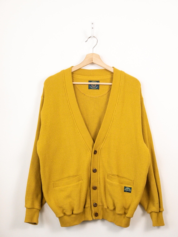 Vintage Free Classic Mustard Yellow Cardigan Sweater Slouchy Button Front Cardigan