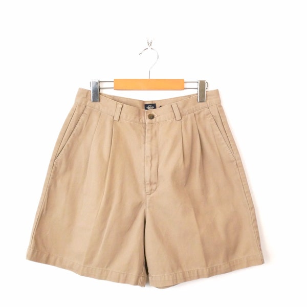 Vintage Beige High Waisted Pleated Cotton Shorts/Minimal Shorts/W29/Dockers