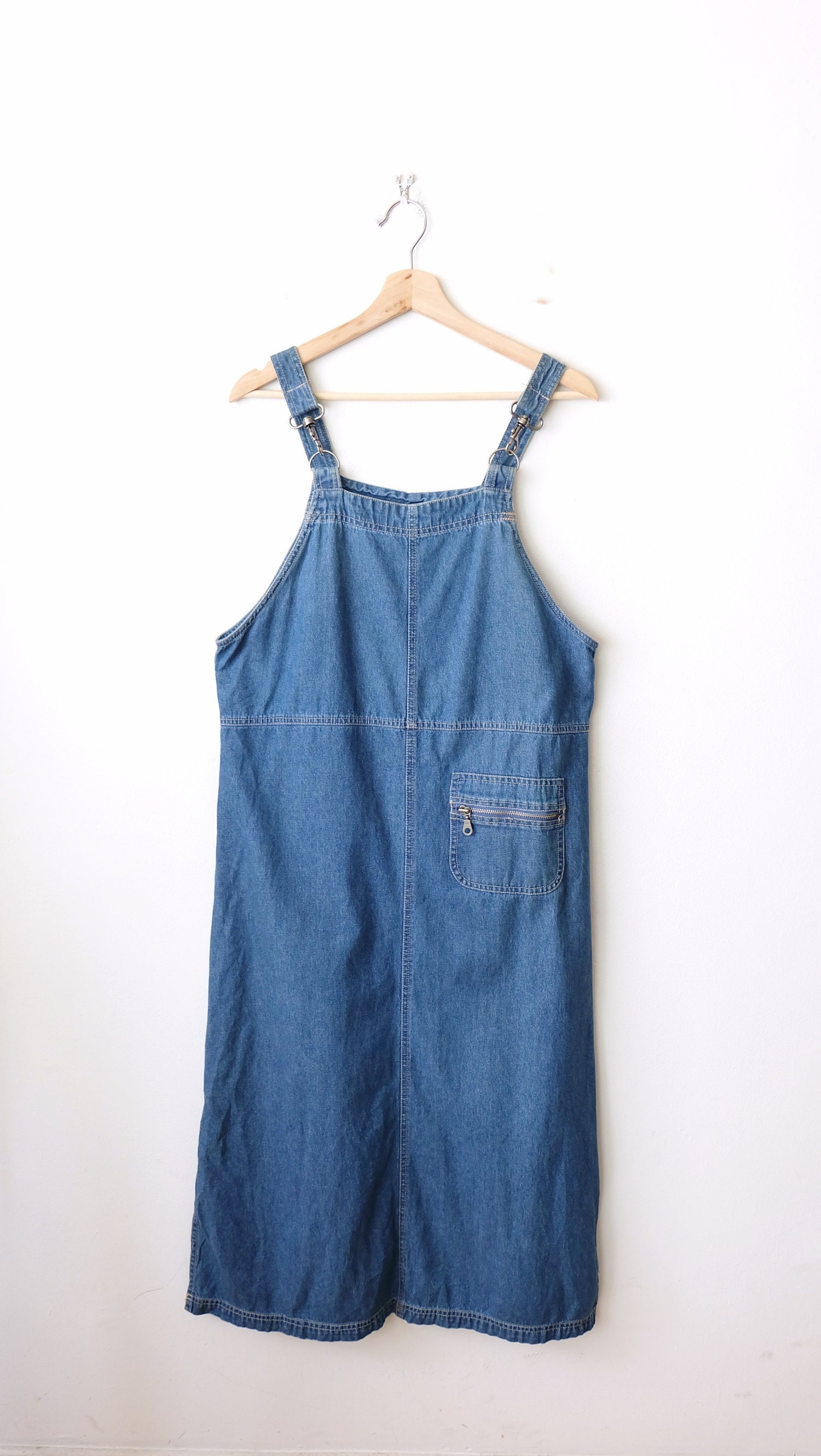 white christmas dresses Side Slit Denim Dungaree Dress in Light Wash – First Stitch main image 0