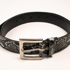 Vintage Black Snakeskin Print Statement Belt
