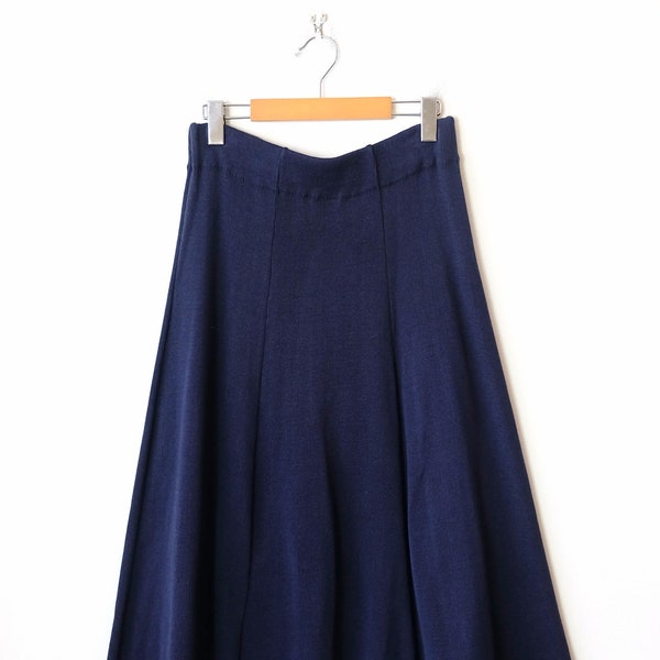 Vintage Country Sophisticates by Pendleton Navy Blue Cotton A-line Midi Skirt/W27-36