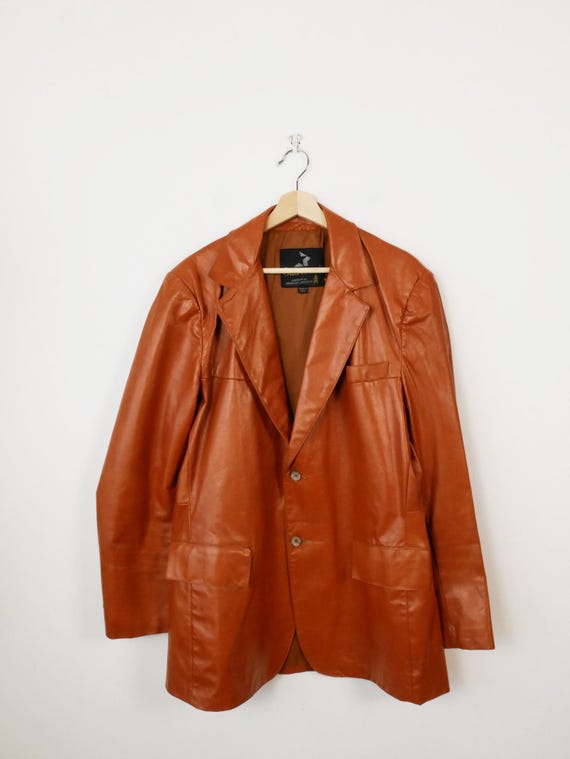 Vintage Startown Men's 70s Rust Brown Leather Blazer-made in USA