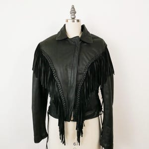 Vintage Natal Leder Motorradfransen Lederjacke / Bikerjacke / Passt wie Damen S