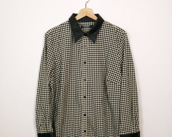 Lauren/Ralph Lauren Black/White Houndstooth Blouse/Women's Shirt/1X